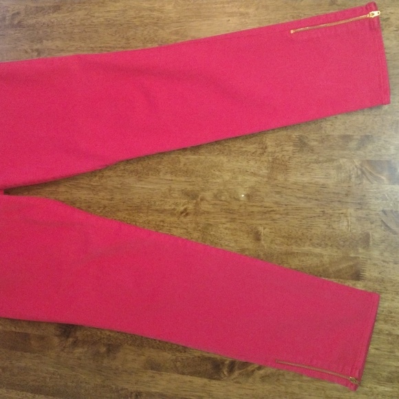 Chico's Ankle Red Pink Pants With Zipper Detail Near Ankle 1/8 - Picture 4 of 10